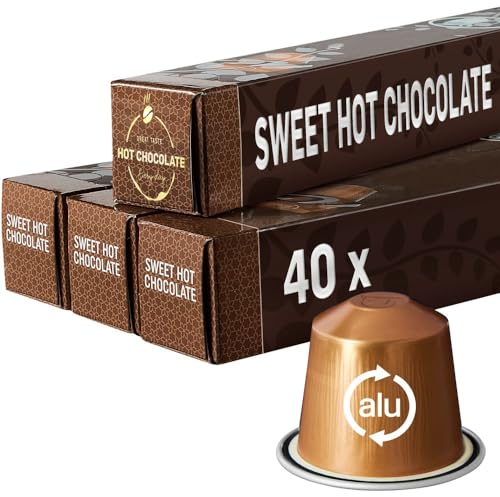 HOT CHOCOLATE Pods | Compatible with Nespresso | 40 Alu Capsules | Perfect for a Delicious Café Mocha