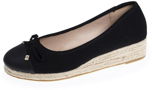 Isotoner Ballerines Femme Corde Talon compensé | Semelle à mémoire de forme - Talon 4 cm