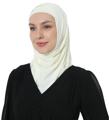istanbul styles Eleganter dehnbarer Hijab für Frauen, sofortiger und strapazierfähiger, 2-teiliger Hijab (Weiß)
