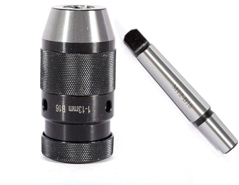 Schnellspannbohrfutter MK2-B16 Selbstspannendes Bohrfutter 1-13mm Spannbereich + Kegeldorn Legierung, Einfach zu bedienen für Anfänger und Profis