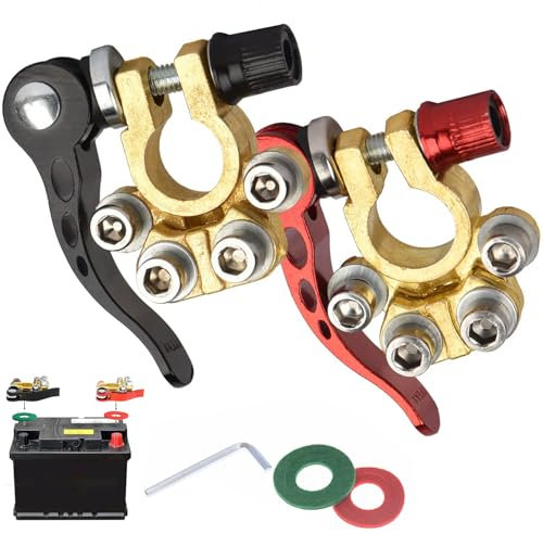 Norhogo 2pcs Thickened zinc alloy car battery stake head release clamp connector card multi-junction port terminals, Quick Release Battery Terminals for Cars, Trucks, Boats, RV Motorbike Caravans