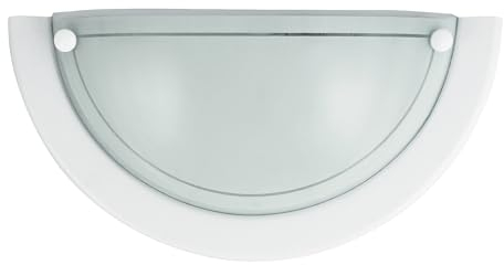 LED Universum Wandleuchte weiß halbrund Ø31cm aus Glas satiniert und Metall mit E27 Fassung für Glühbirne oder LED-Leuchtmittel | Wandlampe innen Wohnzimmer Schlafzimmer Küche Flur