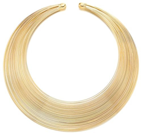 COOLSTEELANDBEYOND Stupendo Colore Oro Collo Brazalete Metallo Collana Girocollo Choker, Multi-fila Collare