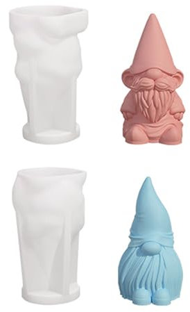 Silikonformen Gießformen Weihnachtsmann, 2 Stück 3D Wichtel Silikonform Weihnachten Kerzenform, DIY Epoxidharz Formen Zwerge Silikonform Für Handarbeit Duftkerze Weihnachtsschmuck Dekoration (Set A)