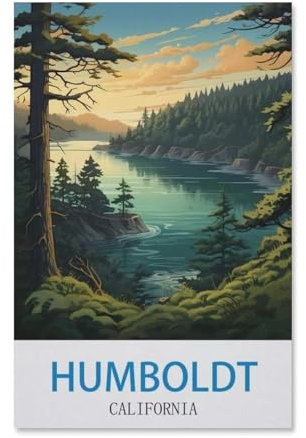 BEAYODKP Malen nach Zahlen Kits,Humboldt Kalifornien Poster,DIY Acrylmalerei nach Zahlen für Kinder & Erwachsene & Anfänger(40x50cm)-G70