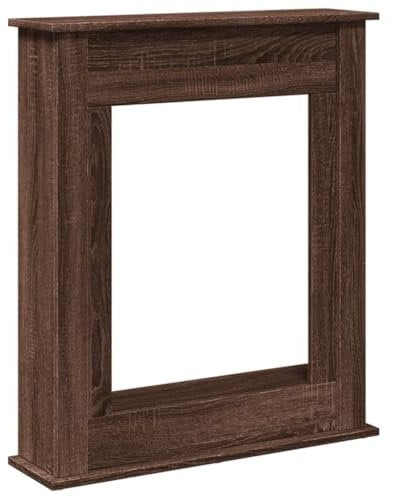 vidaXL Kaminumrandung, Dekorative Kaminkonsole, Kaminsims Dekokamin für Wohnzimmer, Kaminattrappe Kaminverkleidung, Braun Eichen-Optik Holzwerkstoff