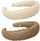 Ieron Set di 2 Fasce per Capelli Imbottite lavorate a Maglia per Donne e Ragazze, Fasce per Capelli Solide, cerchietti Antiscivolo per Capelli, Nero, Marrone, Avorio (Beige/Caramello)