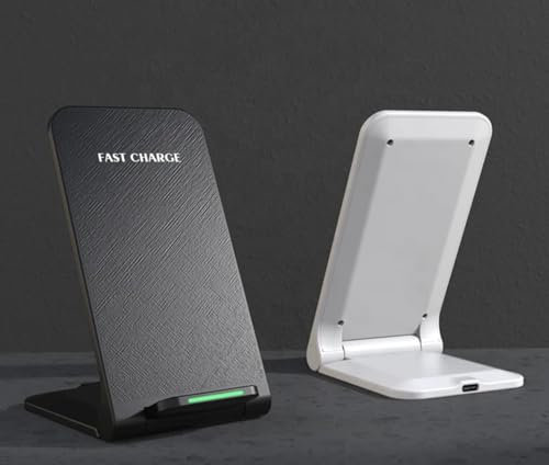 HCC TECH Desk Phone Wireless Charger | Foldable & Compact Wireless Charger Phone Desk Stand - Cell Phone Stand Foldable Wireless Charger, 15w Portable Fast Wireless Charger. (Black)