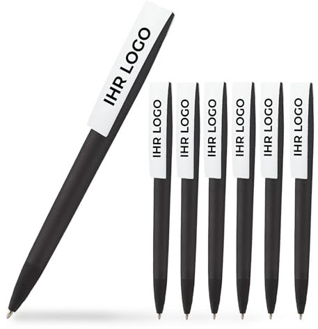 Cimpress Personalisierte Kugelschreiber - Individuell bedruckt mit Logo oder Bild - Ideal für Veranstaltungen, Schulen oder den geschäftlichen Einsatz - Schwarz 100 Stück