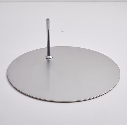 R39 Eurotondisplay Metallplatte für Schaufensterpuppen Silber Edelstahl Metall 39x39 cm 3,99 kg. Mit Fußdorn Rund