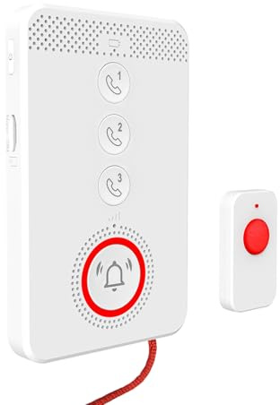 Swokely Cerca senza fili per assistenti, sistema di chiamata per anziani, pulsante di emergenza SOS, chiamata vocale 4G, citofono bidirezionale, notifica telefonica, allarme chiamante portatile con un