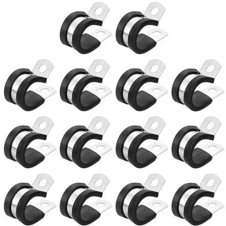 QUARKZMAN Morsetto per Cavi da 5/8 (16mm), Morsetto in Acciaio Inossidabile 304 con Ammortizzatore in Gomma, Morsetto Isolante a Forma di R per Tubi Porta Tubi, Cavi, Fili e Cavi 14Pz