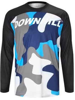 ZesiikLvie Mens Cycling Jersey Long Sleeve Breathable Lightweight Soft Quick Dry Mountain Bike MTB Top