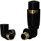 Black Radiator Valves Set - Includes a Corner Thermostatic Radiator Valve (TRV) and Lockshield - Black Corner Valves Ideal for Vertical Radiators - Sidato Caldo