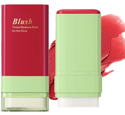 EONFAVE 2-In-1 Blush Stick, Creme Rouge Stick mit Brush, Multi Blush Stick für Wangen Lippen Augen, Feuchtigkeitsspendend, Langanhaltend, Wischfest, Matte Rouge für einen natürlichen Look(#01 Rose)