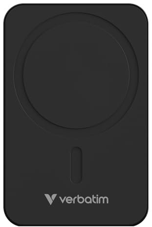 Verbatim Charge 'n' Go Essentials Powerbank MagSafe 20.000 mAh 15W magnetisch, PD 20W Schnellladefunktion mit LED-Anzeige für iPhone 16/15/14/13/12 Pro/Pro Max, inkl. USB-C-auf-USB-C-Kabel, Schwarz
