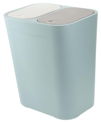 SEWOART Poubelle à Déchets Double Compartiment Pour Cuisine Et Salle De Bain Avec Couvercle Des Déchets Humide Et Sec Poubelle Pratique Bleu