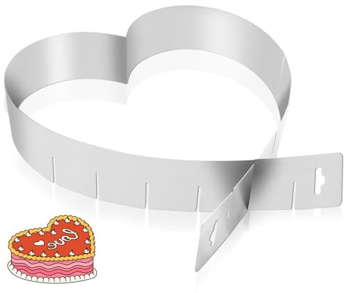 KEQGPCBE Verstellbare Herz-Backform aus Edelstahl ohne Boden (27x25x5cm) – Hitzebeständig für Kuchen, Mousse, Schichtkuchen & Desserts | Ideal für Tortendeko, Feiern, Weihnachten & Backzubehör