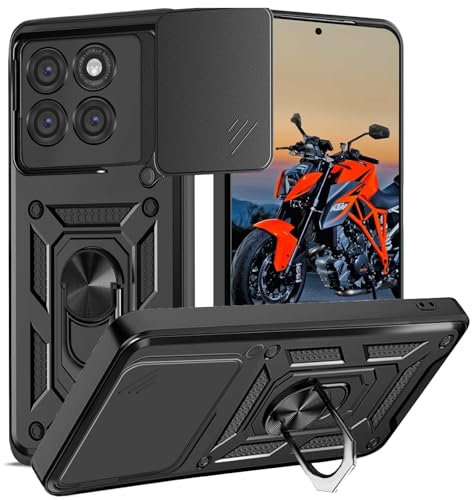 WeiCase Cover per Motorola Moto Edge 60 Fusion 5G / Edge 60 5G, Slide Protezione Fotocamera, Armatura Cover con 360 Gradi Girevole Anello Metallo Magnetica Supporto Silicone Antiurto Custodia