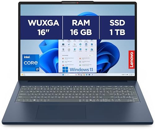 Lenovo IdeaPad Slim 3 16IRH10 - Ordinateur Portable 16'' WUXGA (Intel Core i7-13620H, RAM 16Go, SSD 1To, Intel UHD Graphics, Windows 11 Home) Clavier AZERTY Français - Bleu