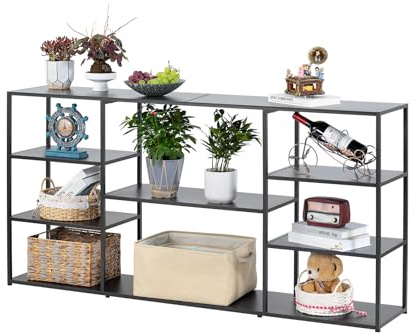 HDANI Langer Sofa-Konsolentisch,Schmaler moderner Eingangstisch hinter der Couch mit Ablageflächen,4-stufiges Bücherregal für Wohnzimmer,Schlafzimmer,Flur (Schwarz, 160 x 30x 80 cm)