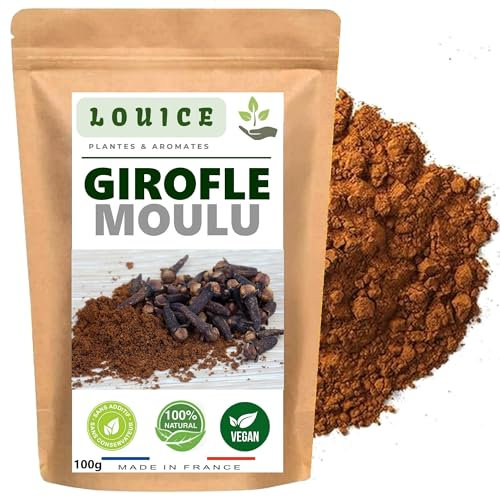 Girofle Moulu 100g – Saveur Intense et Parfumée – Idéal pour Pâtisseries, Sauces et Plats Exotiques – Naturellement Sans Gluten – Sachet Refermable – Marque LOUICE