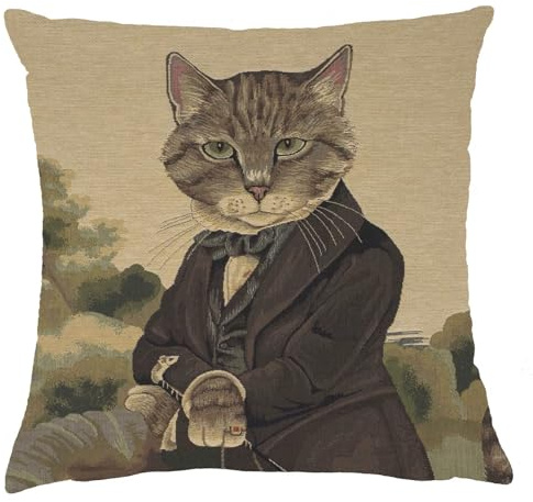 Home of Christmas Kissenbezug 45x45 cm | Premium Qualität Gobelin Kissen Kissenhülle | Sofakissen | Dekokissen (Porträt Einer Katze 3)