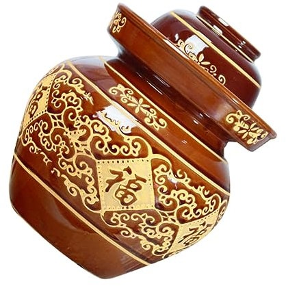 CIYODO 1 Ensemble Pot à Cornichons Chinois Cuite Traditionnelle Couvercle Récipient pour Évitez Pollution Alimentaire