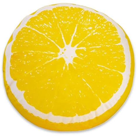 Almohada de limón, Cojines de Piso Redondo Suave y Suave de 14 Pulgadas, Almohadas de Frutas Decorativas Lindas con algodón de algodón de de PP Alto elástico, con Cremallera para sofá Silla d