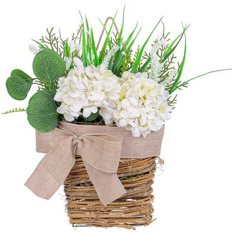Wdbild Fiori da appendere alla parete, pianta artificiale con cestini per porta d'ingresso, portico, giardino, cortile, decorazioni per esterni