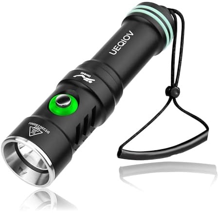 UEQIOV Diving Light is Suitable for Outdoor Scuba Diving, 4000lm Bright Diving Flashlight, 4 Modes of Underwater Lights, IPX8 Waterproof Flashlight (Black)