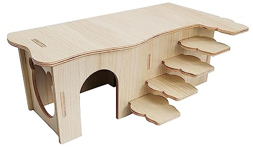Uitndvyte Hamster Holzhäuser mit Stufen Mehrkammerzimmer für syrische Mäuse Rennmäuse Zwerg Geschenk Niteangel Syrer