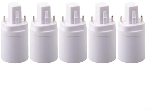 TDCuizent G24 2 pin a vite E27 lampadina adattatore convertitore set, ritardante di fiamma PC portalampada raccordi per convertire lampadine fluorescenti e LED in apparecchi esistenti (5 pezzi)