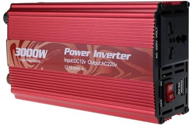 Onduleur à Onde sinusoïdale Pure 3000W Puissance USB onduleurs de Voiture DC 12V convertisseur Tension ca Micro convertisseurtransformateur Large Gamme D'Applications(Red)