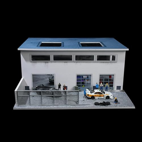 1:64 Diorama Garage Modell mit LED Beleuchtung für 1:64 Diecast Modellautos Vitrine Kompatibel mit Hot Wheels, Matchbox, Mini GT (Fabrik)
