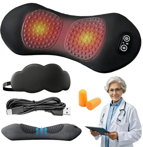 3-Zonen- Tiefenmassagegerät,3 zonen tiefenmassagegerät,Triple Fusion Back Massager with Traction Lifting,Vibration Massage and Hot Compress for Waist (USB-A)