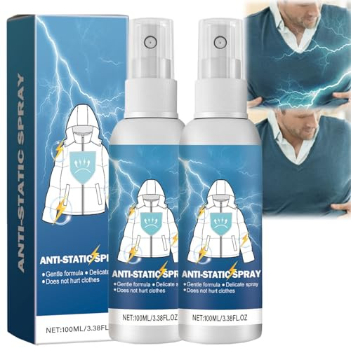 2 Stück Antistatik Spray Kleidung 100 ml,Antistatisches Spray für Kleidung, Haare, Möbel, Couch & Sofa,Anti Statik Spray, Antistatik Spray Möbel, Antistatik Spray Kleidung, Antistatik Spray Couch