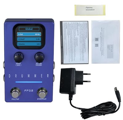 Cryfokt Drum Machine Gitarren-Effektpedal, 121 Drum-Grooves, 11 Musikgenres, Anpassbare Rhythmen mit LED-Anzeigen, Zwei Fußschalter, für Live-Performance, Studio-Nutzung, Gitarren (EU-Stecker)