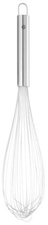 HENDI Schneebesen, Rührbesen, Ballonschneebesen, 12 dünne flexible Drähte, mit Aufhängöse, Geschirrspülmaschinengeeignet, 400mm, Edelstahl