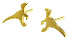 Edelstahl Ohrstecker Dinosaurier Saurier Stecker golden Ohrringe