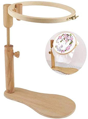 Kreuzstich Rahmen-Ständer, verstellbarer Holzrahmen, Stick-Ständer, Handarbeit, Kreuzstich-Bodenständer, Schoßrahmen, Nähwerkzeug, Wandkust-Reifen für Tischarbeit, Holz-Stickrahmen Durchmesser: 28 cm.