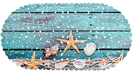 rutschfeste Badematte - PVC-Badewannenmatte Duschteppich Mit Leistungsstarken Saugnäpfen Massagefunktion Strand Pur Seestern 70x35cm (Style 05)