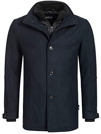 Indicode Herren Brittany Kurzmantel mit Stehkragen | Herrenmantel Wollmantel Mantel Männer Navy, M