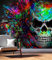 Vlies Tapete XXL Poster Fototapete Totenkopf Grafitti Muster bunt Farbe color, Größe 200 x 200 cm