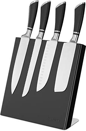 Navaris Messerhalter magnetisch aus Kautschuk 27,7x27,5x12cm - Magnet Messerblock Messerbrett Holz Magnethalter - Messer Halterung unbestückt schwarz
