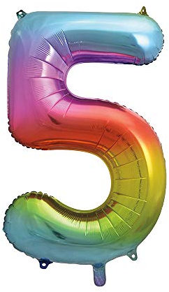 Unique Party 56805 - Palloncino Gigante Numero 5-86 cm - Colori Arcobaleno