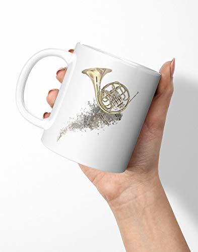 BLAK TEE Flying Musical Notes French Horn Porcelain Coffee and Tea Mug 330 ml
