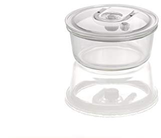 CASO VacuBoxx RL - rund 940ml - extrem stabile Vakuumbehälter aus Borosilikatglas, BPA-Frei, hitzebeständig, spülmaschinenfest, gefriergeeignet, geschmacksneutral, genaue Datumseinstellung