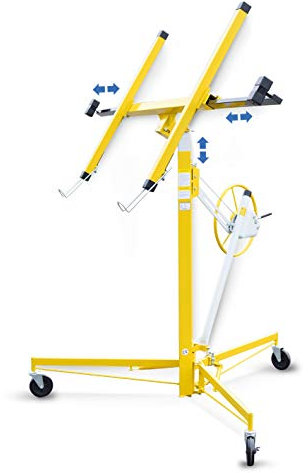 BAMATO Trockenbau Plattenlift DPH-3400 | Hubkraft: ca. 68 kg | Höhenverstellung von 1420 mm bis 3400 mm | integriertes Fahrwerk | Plattenheber Heber für Gipsplatten