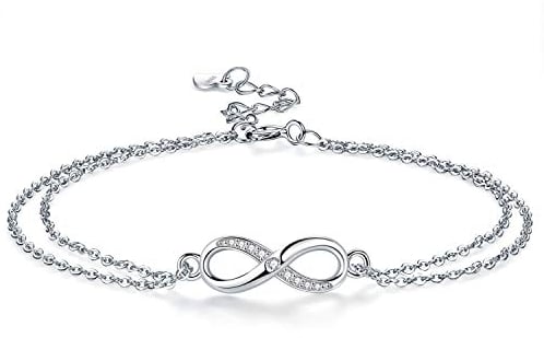 Micory Infinity Unendlichkeit Symbol Damen Armband 925 Sterling Silber Zirkonia Armkette Verstellbar Charm Armband